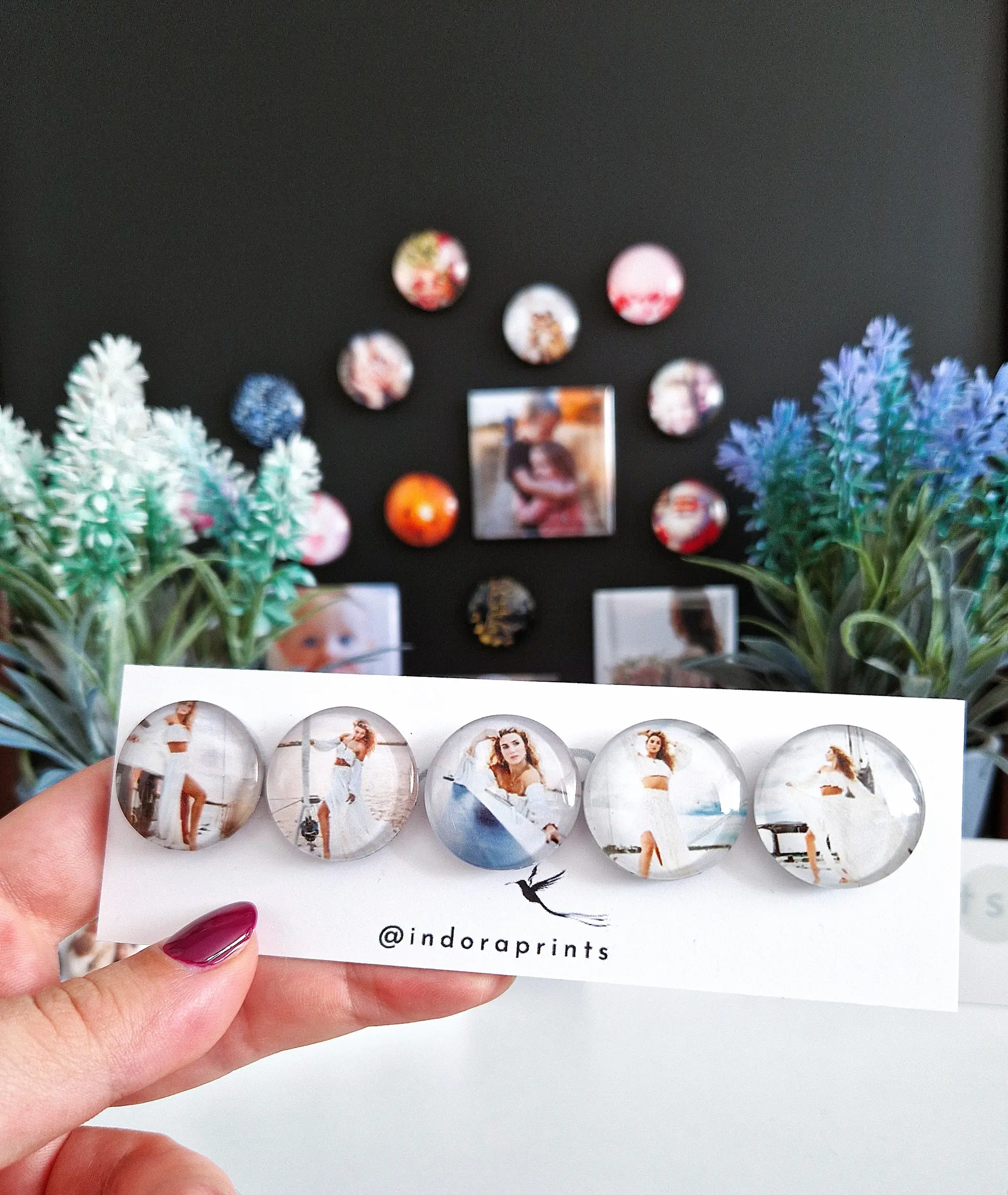 Personalizuotų stiklinių magnetukų rinkinys (5vnt)