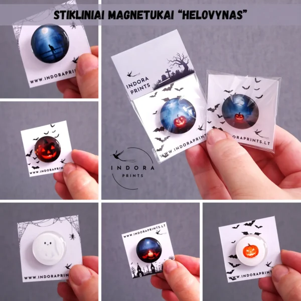 Stikliniai magnetukai Helovyno tematika