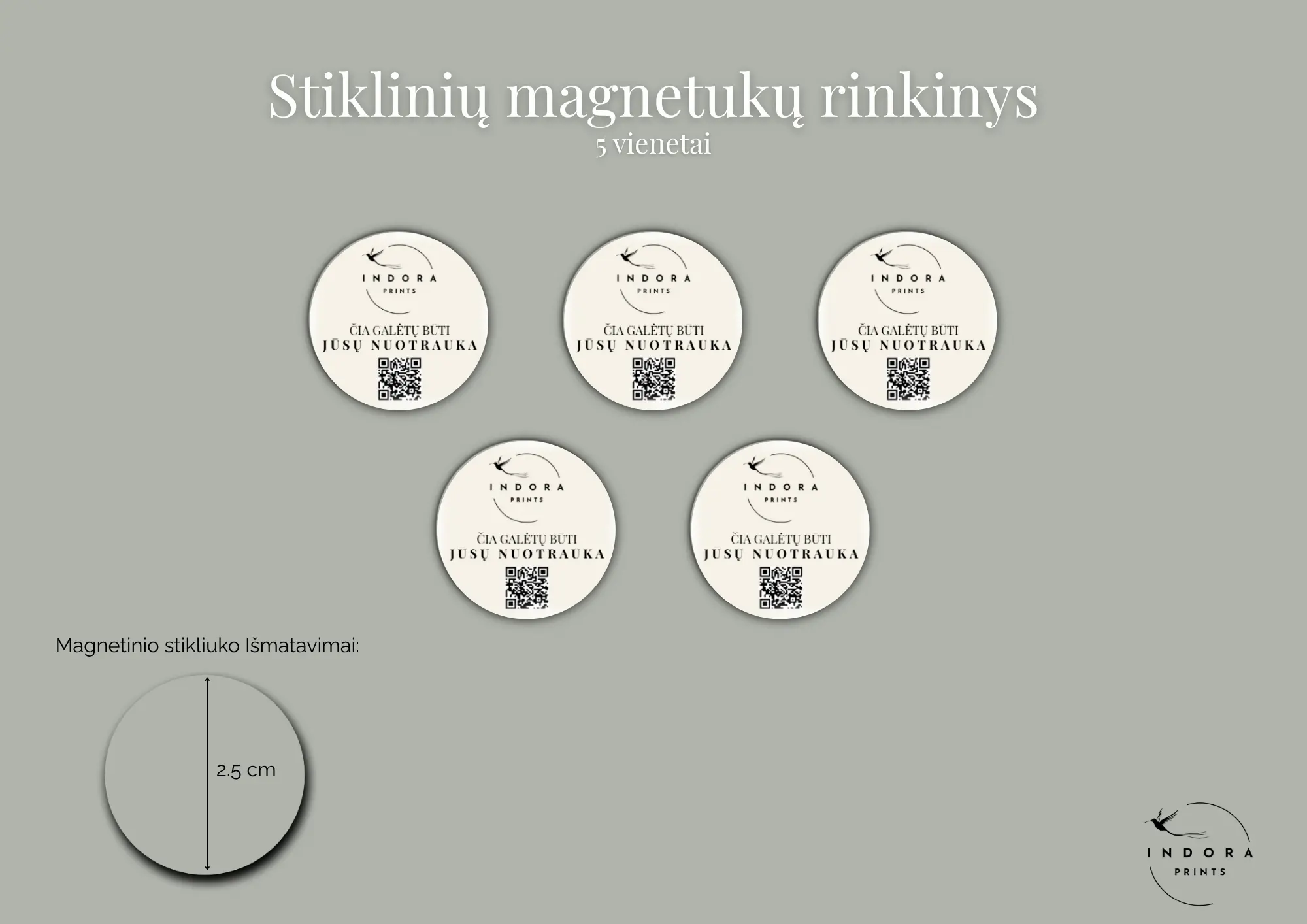 Personalizuotų stiklinių magnetukų rinkinys (5vnt) - Image 8